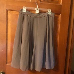Size 8 Casual Corner medium brown fully lined satin trim swish skirt